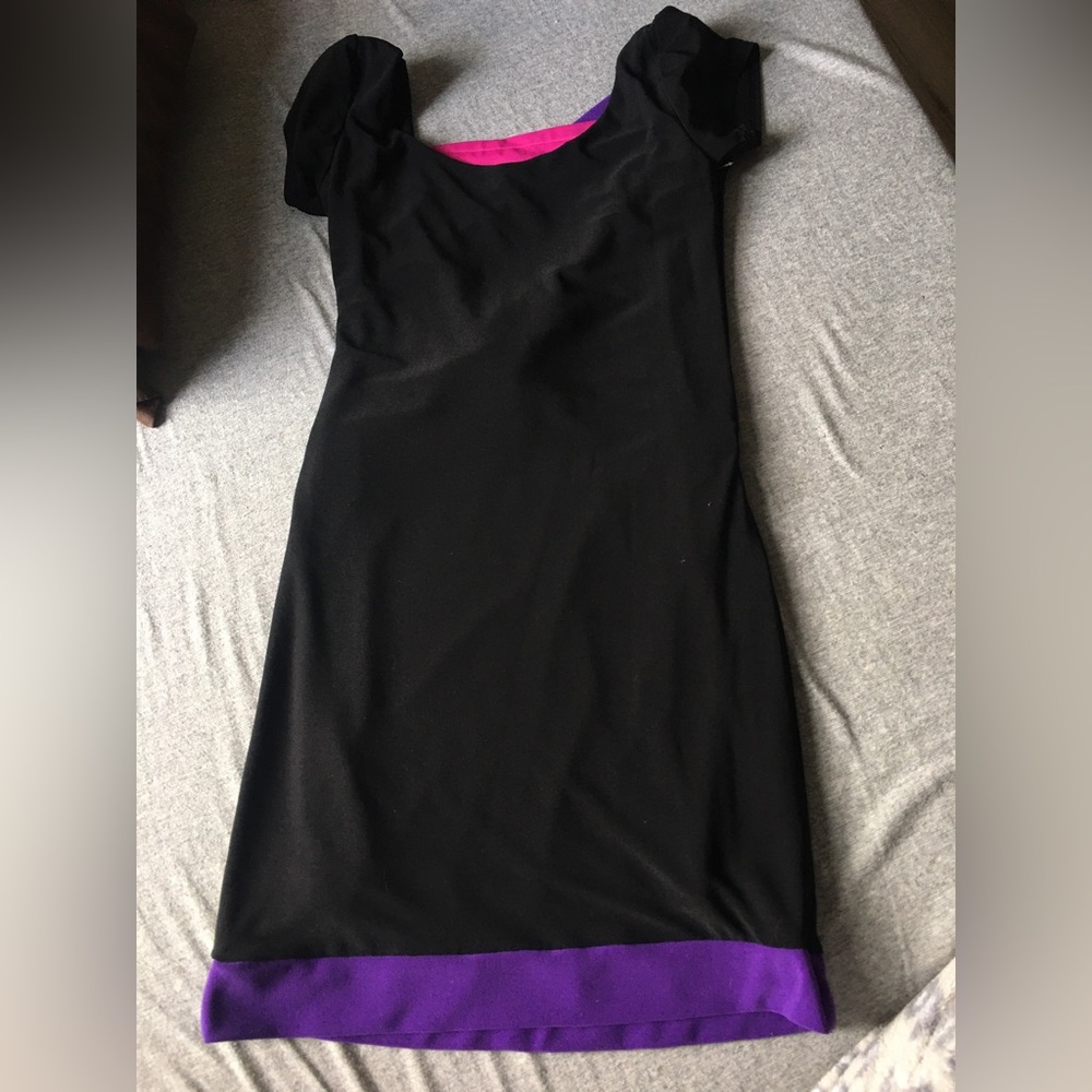 Black bodycon mini dress with neon back features